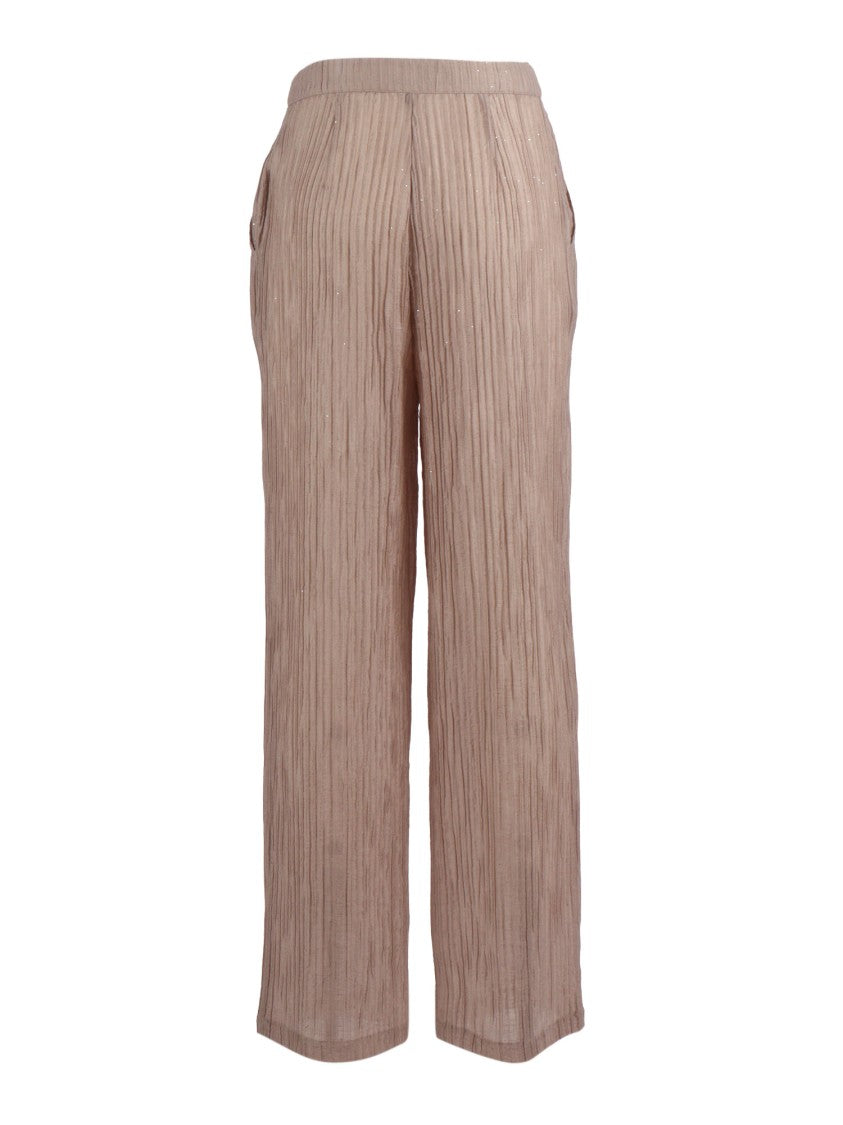Emporio Armani Textured Crinkled Straight Leg Straight-Leg Pants