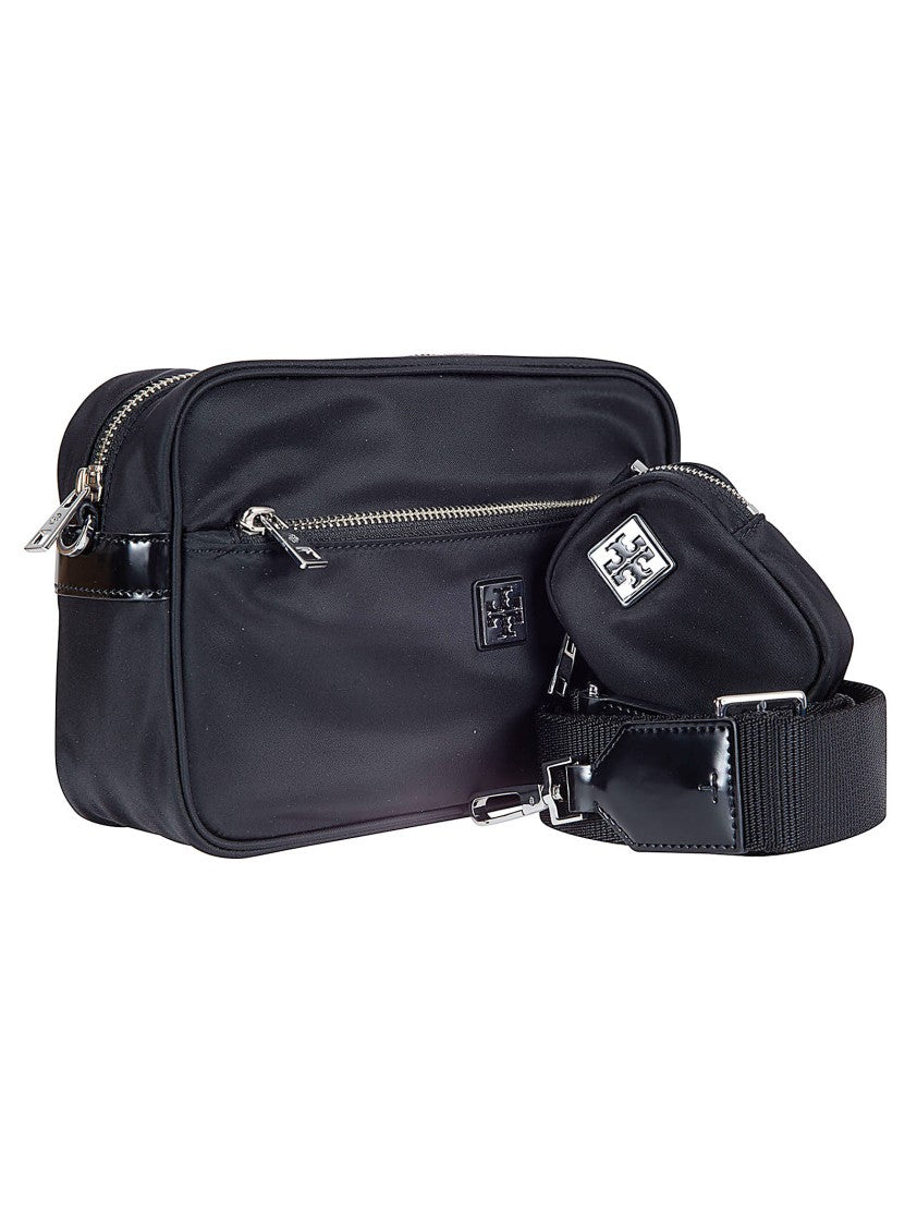 Tory Burch Rectangular Fabric Bag With Adjustable Strap And Removable Pouch