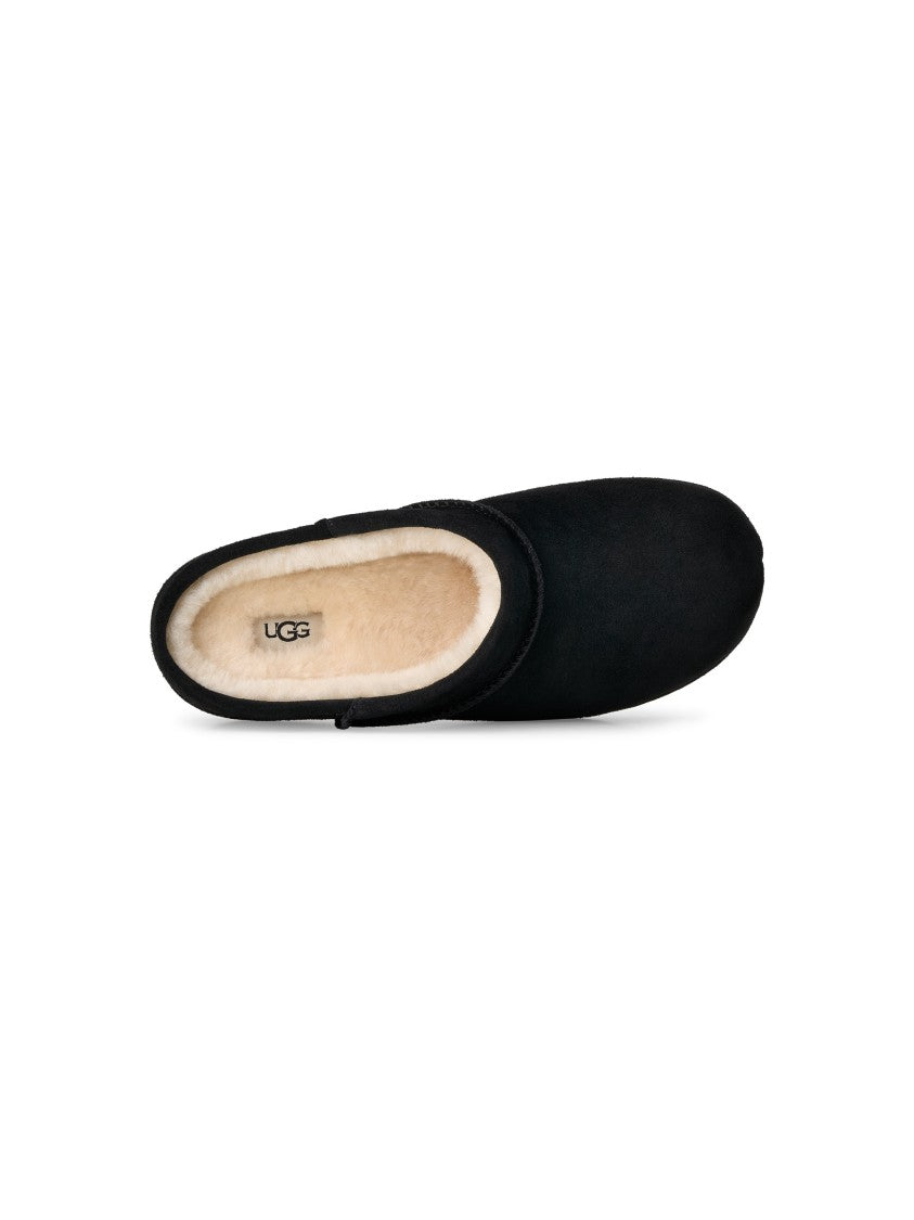 Ugg Suede Slip-On Clog With Sheepskin Lining And Low Platform