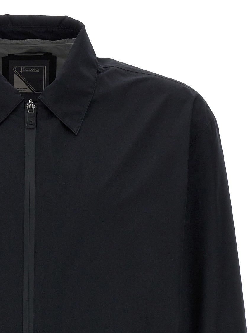 Herno Windproof Technical Fabric Jacket With Classic Collar And Adjustable Cuffs