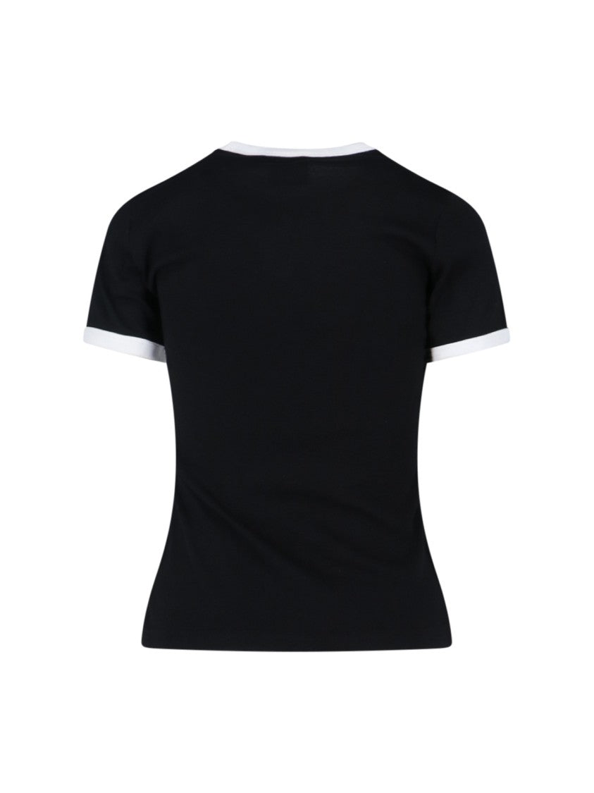 Courrèges Logo T-Shirt, Black Cotton, Crew Neck, Short Sleeves