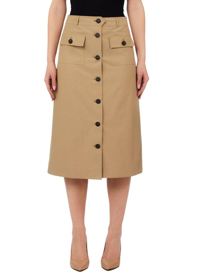 Liu Jo Tencel Midi Skirt With Front Button Closure And Flap Pockets