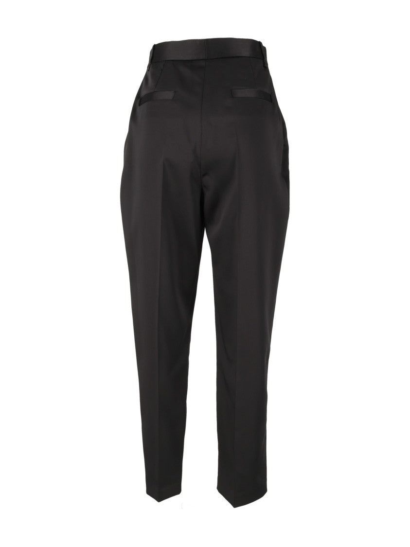 Elisabetta Franchi High-Waisted Pleated Tapered Straight-Leg Pants