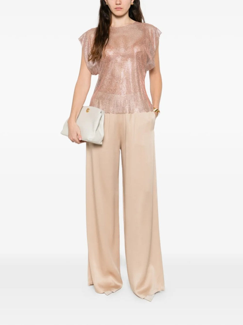 Alberta Ferretti Shimmering Pink Mesh Top With Boxy Silhouette