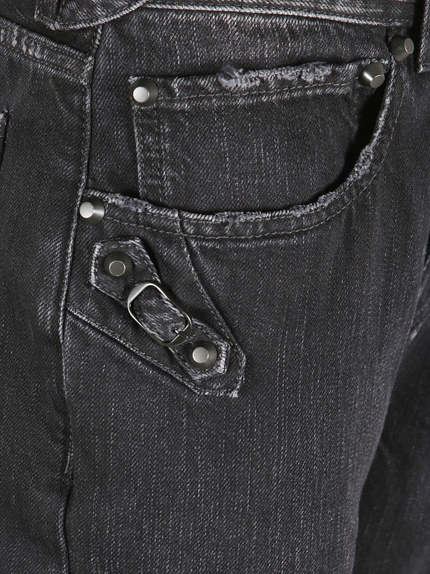 Balenciaga Mid-Rise Black Denim Jeans With Buckle