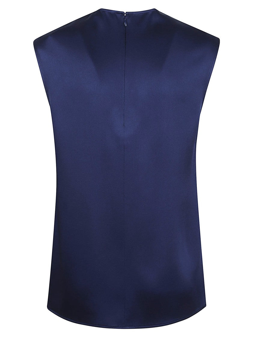 Stella Mccartney Structured Blue Acetate Blend Top With Discreet Zipper
