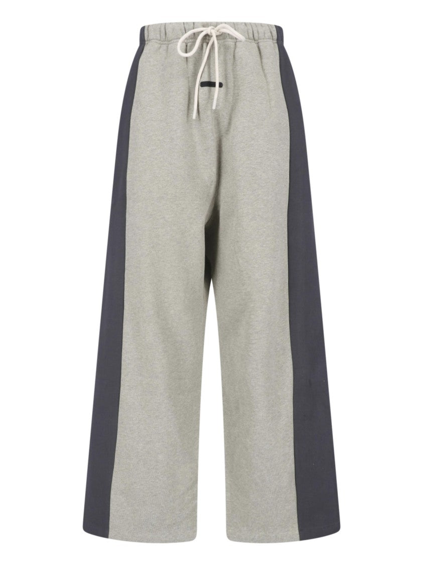 Fear Of God Essentials Grey Cotton Panel Design Wide-Leg Sweatpants