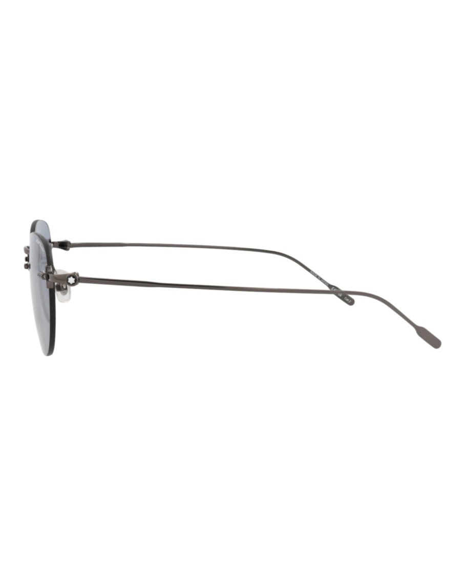 Montblanc Round-Frame Metal Sunglasses