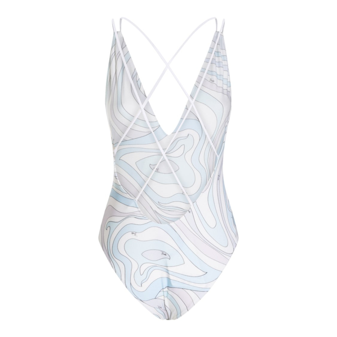 Emilio Pucci Abstract Pattern One-Piece Swimsuit With Deep V-Neckline