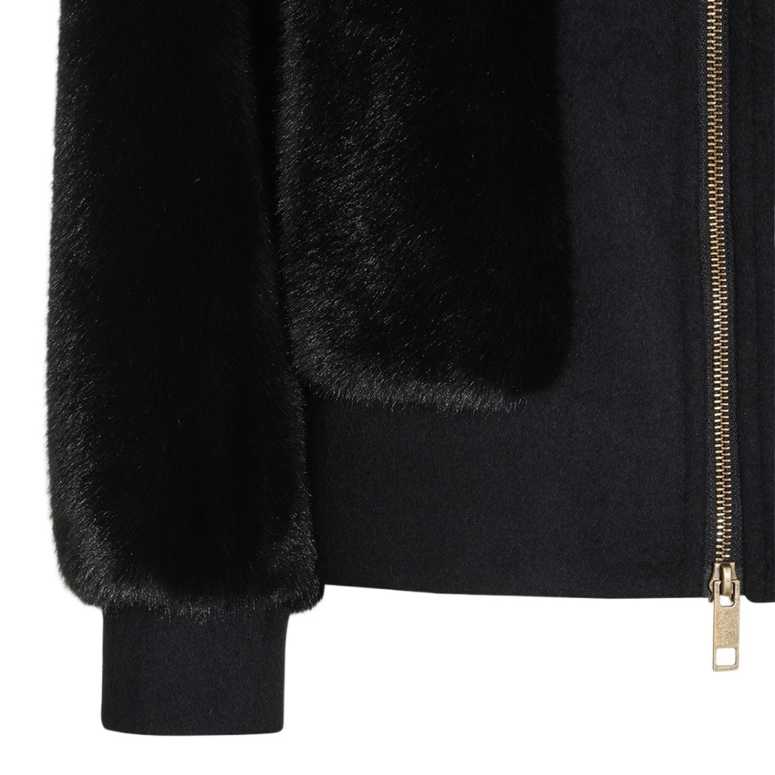 Twin-Set High-Collar Buckle Strap Faux Fur Jacket