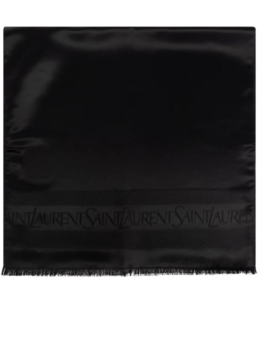 Saint Laurent Foulard Rectangular Satin Silk Scarf
