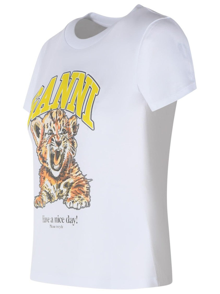 Ganni White Cotton T-Shirt