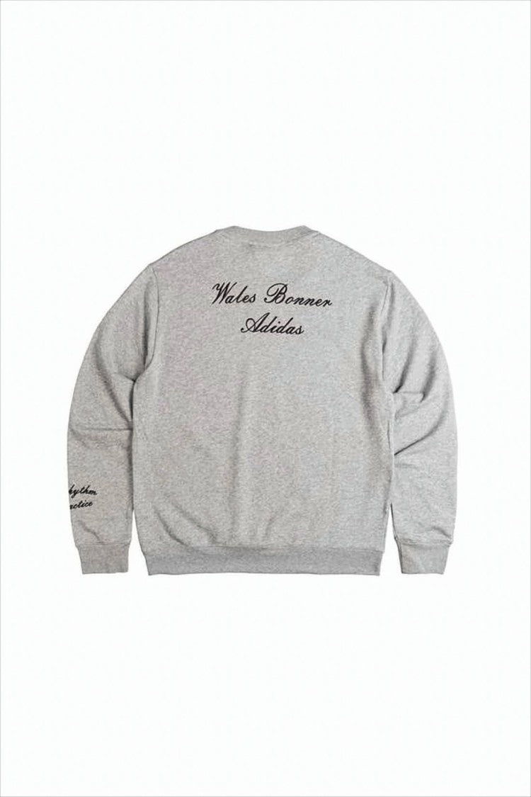 Wales Bonner Light Grey Long-Sleeve Crewneck Sweatshirt With Minimalist Detailing
