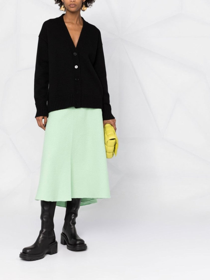 Jil Sander Black Boxy Cashmere V-Neck Cardigan