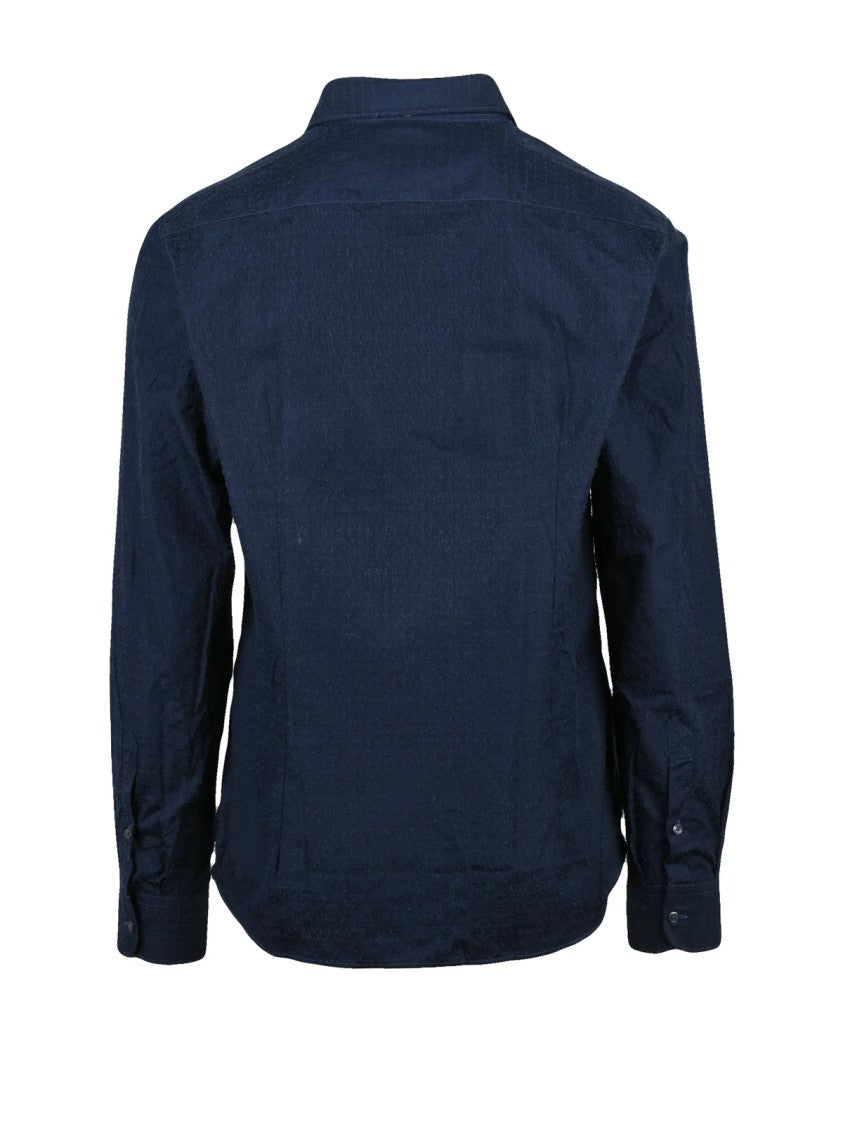Deuxieme Midnight Blue Cotton Men Shirt