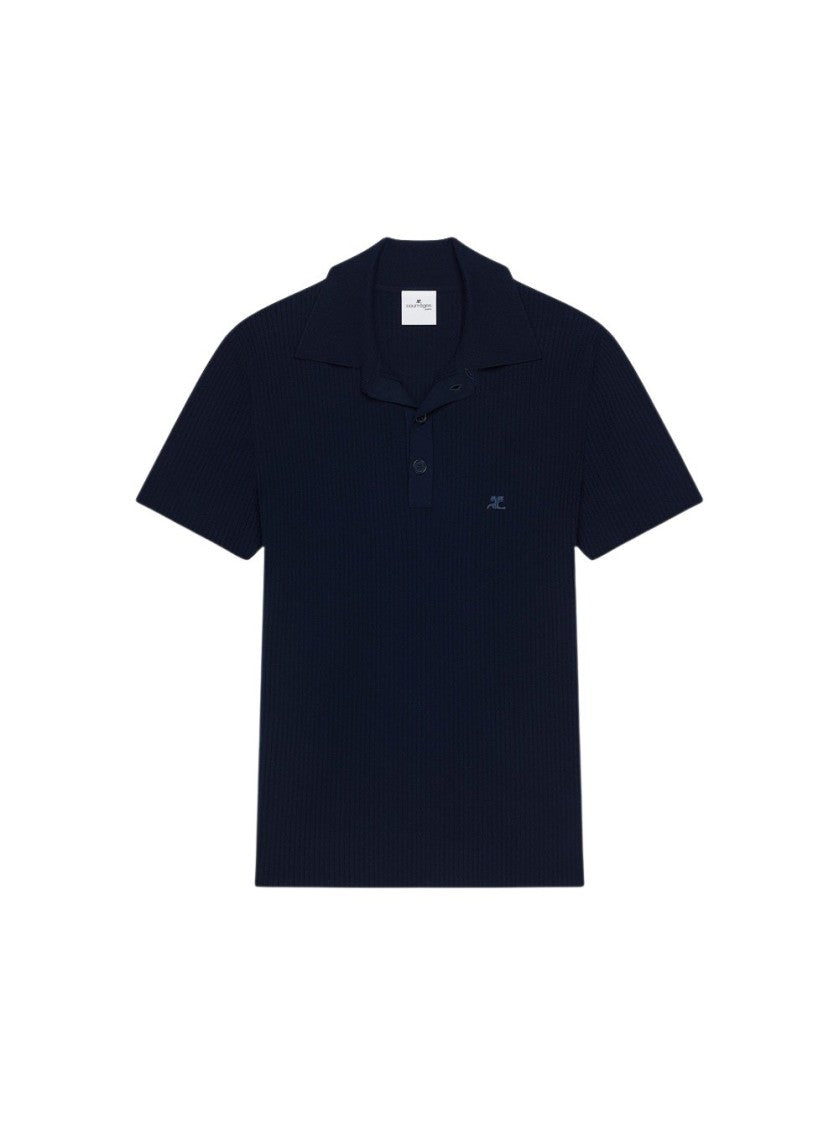 Courrèges Rib Knit Polo Blue