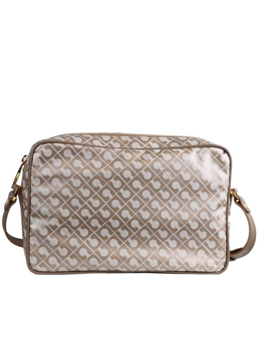 Gherardini Beige/Cream Monogram Leather Crossbody Camera Bag