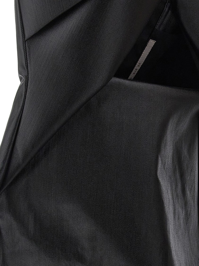 Rick Owens Coated Denim Gown With Front Cut-Out