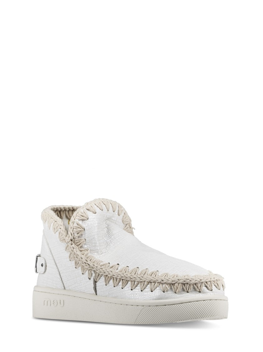 Mou Slip-On White Sneakers With Intricate Stitching