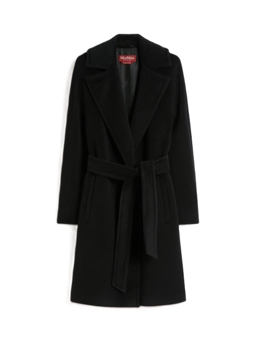 Max Mara Classic Tailored Black Virgin Wool Coat