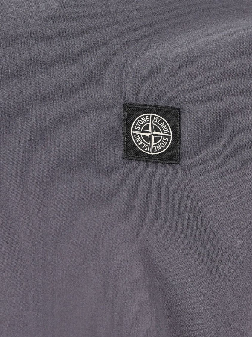 Stone Island Classic Fit Grey T-Shirt With Iconic Brand Logo