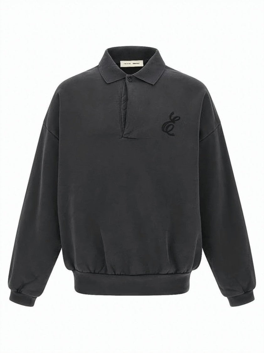 Fear Of God Vintage-Inspired Black Polo Shirt With Embroidered Logos