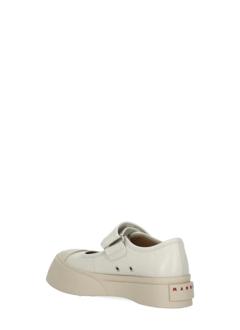 Marni Ivory Mary Jane Velcro Leather Sneakers
