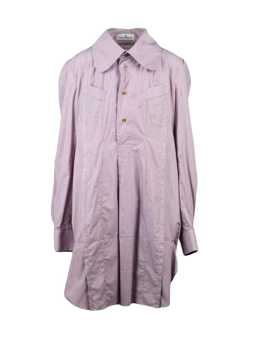 Vivienne Westwood Anglomania Anglomania Pijama Dress With Button-Down Front And Vertical Stripe Detail
