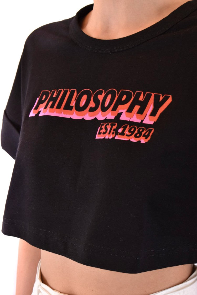 Philosophy Di Lorenzo Serafini Boxy-Cropped T-Shirt With Bold Gradient Graphic