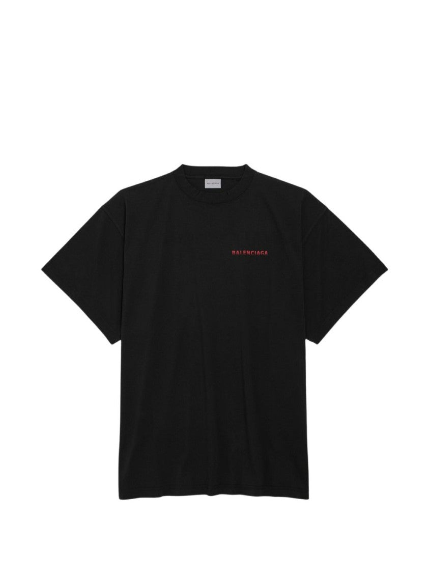 Balenciaga Short-Sleeve Logo Graphic Cotton T-Shirt