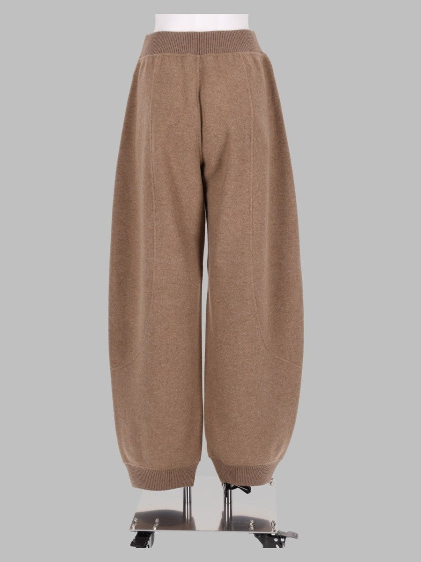 Max Mara Brown Wide-Leg Cropped Ribbed-Waistband Pants