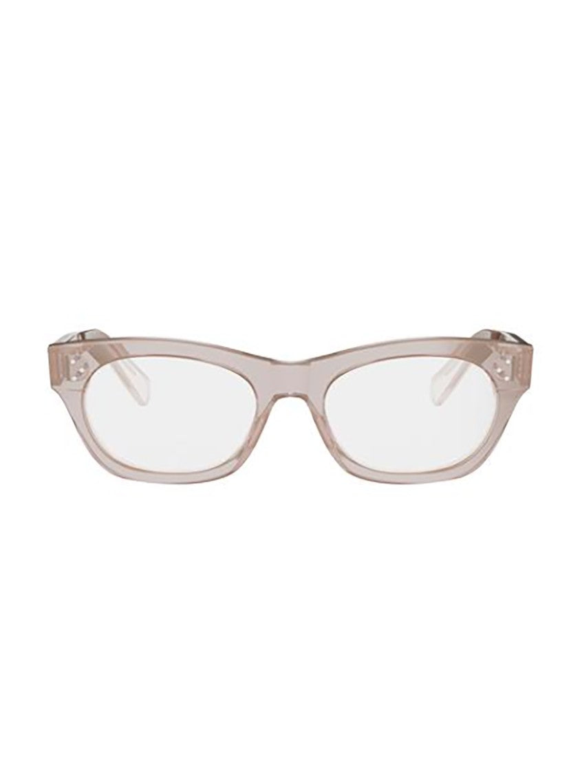 Celine Translucent Light Beige Rectangular Optical Frames With Curved Temples