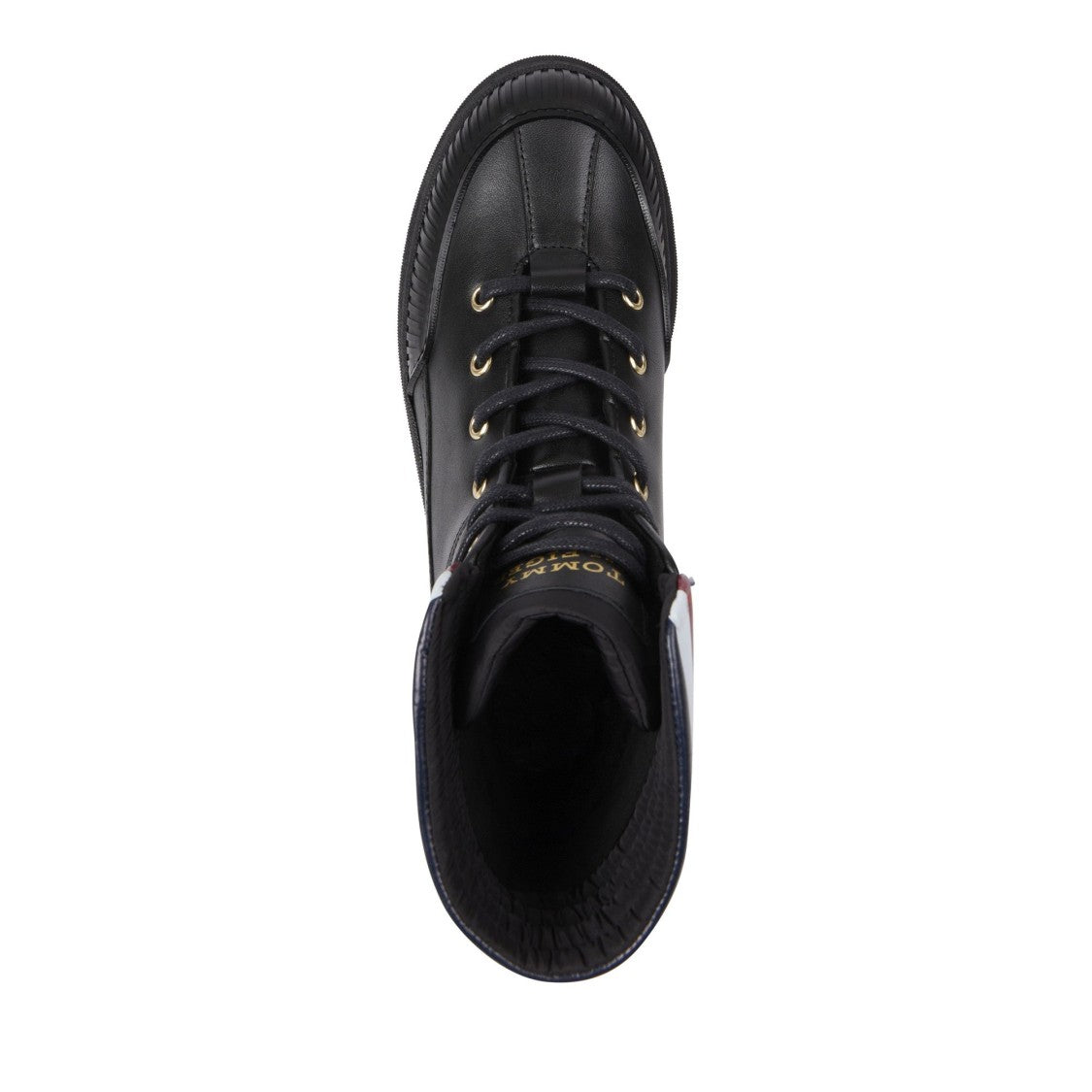 Tommy Hilfiger Black Sporty Padded Collar Leather Boots