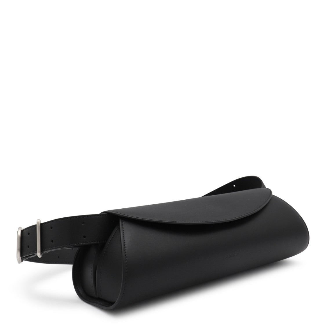 Jil Sander Cannolo Grande Black Leather Shoulder Bag With Magnetic Closure