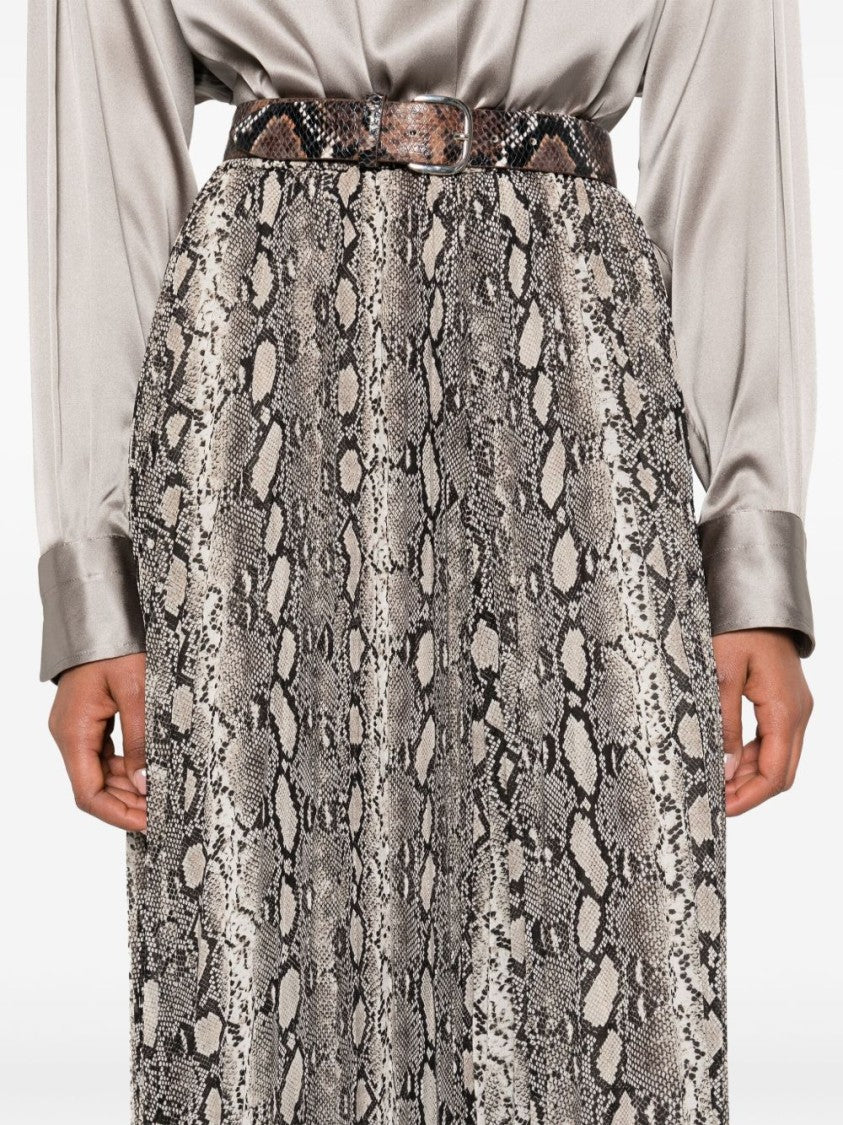 Michael Kors Flowing Mid-Length Snakeskin Pattern Skirt