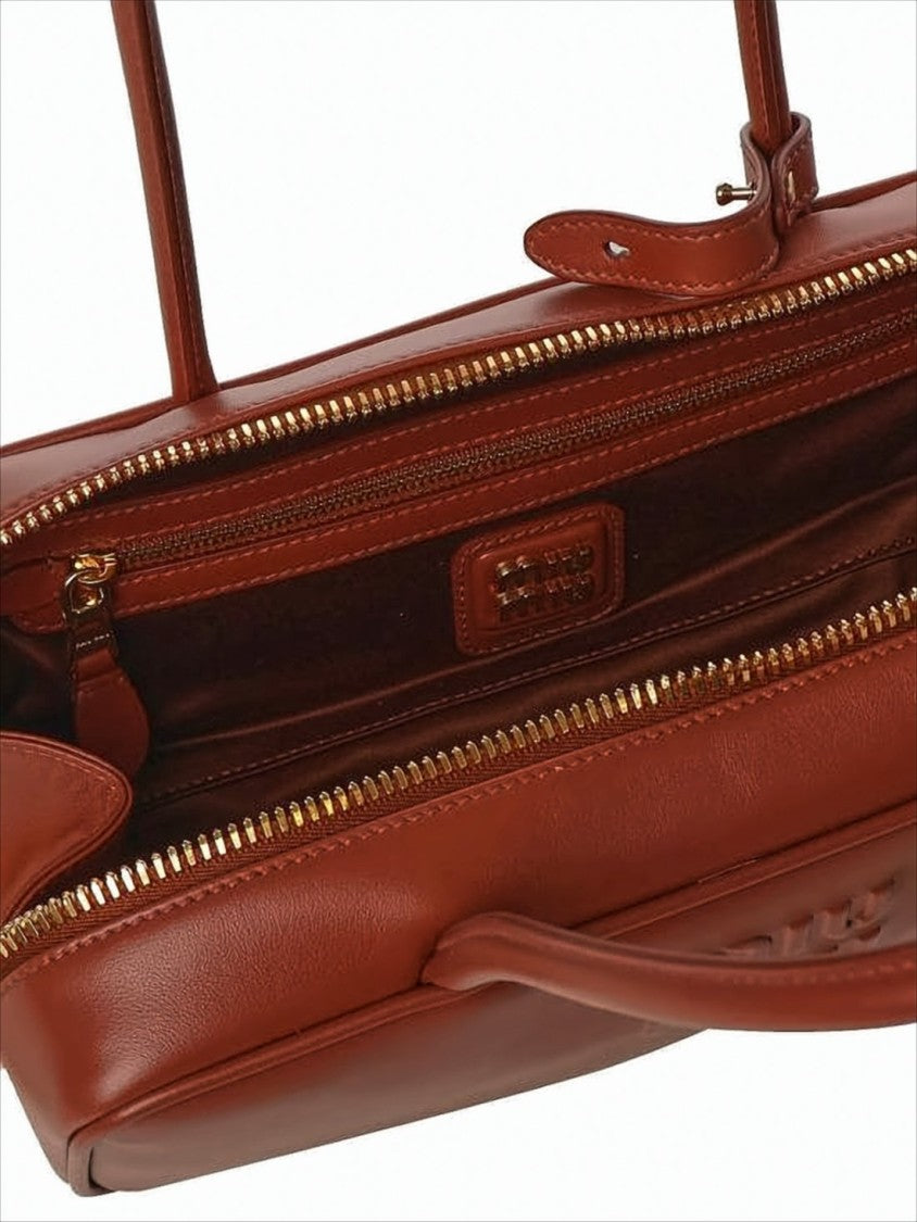 Miu Miu Structured Calf Leather Tote Bag