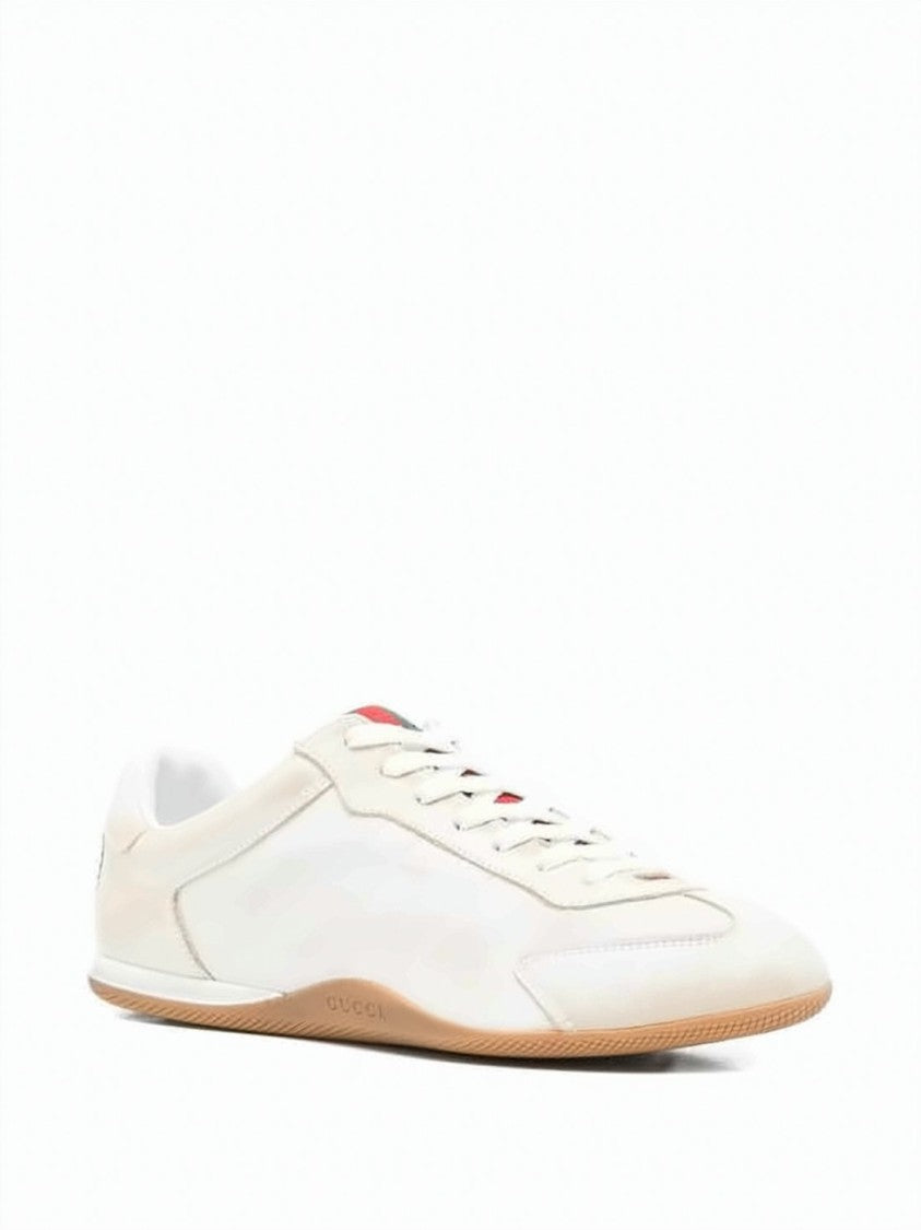 Gucci Low-Profile Leather Sneakers With Signature Stripes