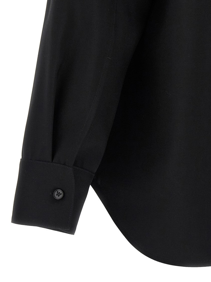 Jil Sander Structured Black Wool Shirt With Button Closure
