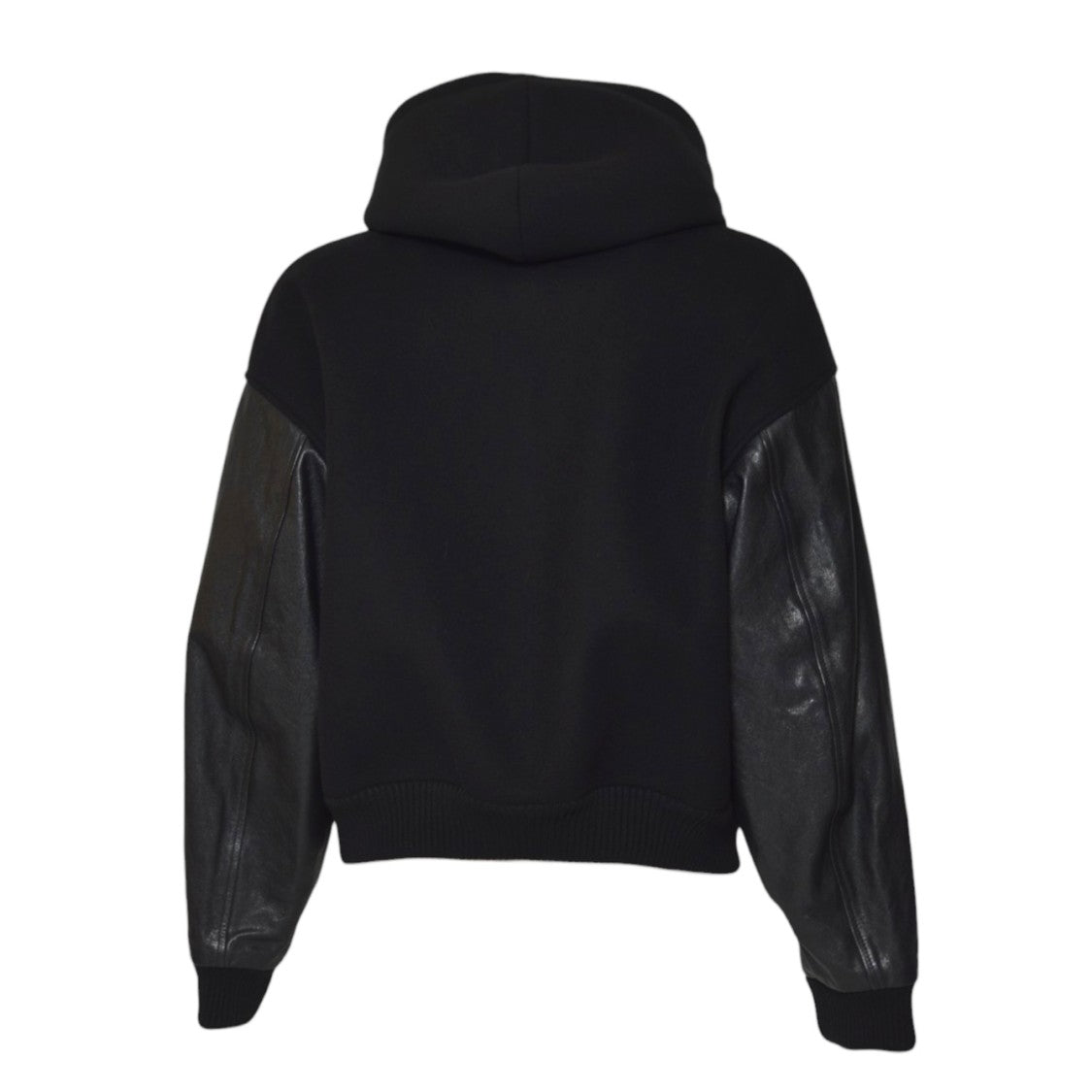 Dsquared2 Hooded Black Jacket With Leather Sleeves