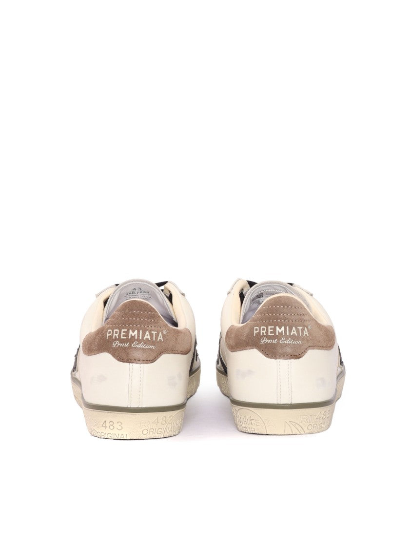 Premiata Calf Leather Sneakers With Textured Sole And Contrasting Interior