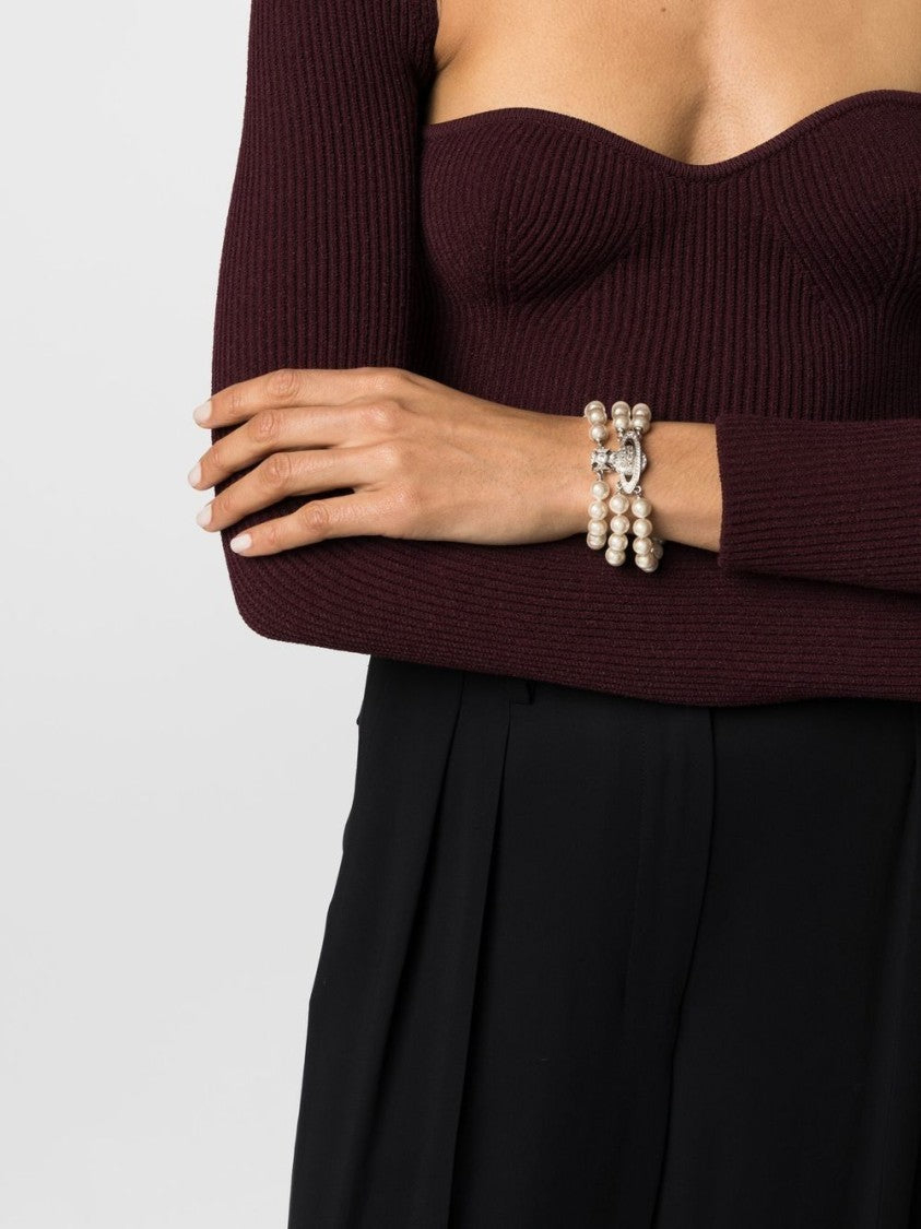 Vivienne Westwood Three-Strand Pearl Bracelet With Silver-Tone Clasp