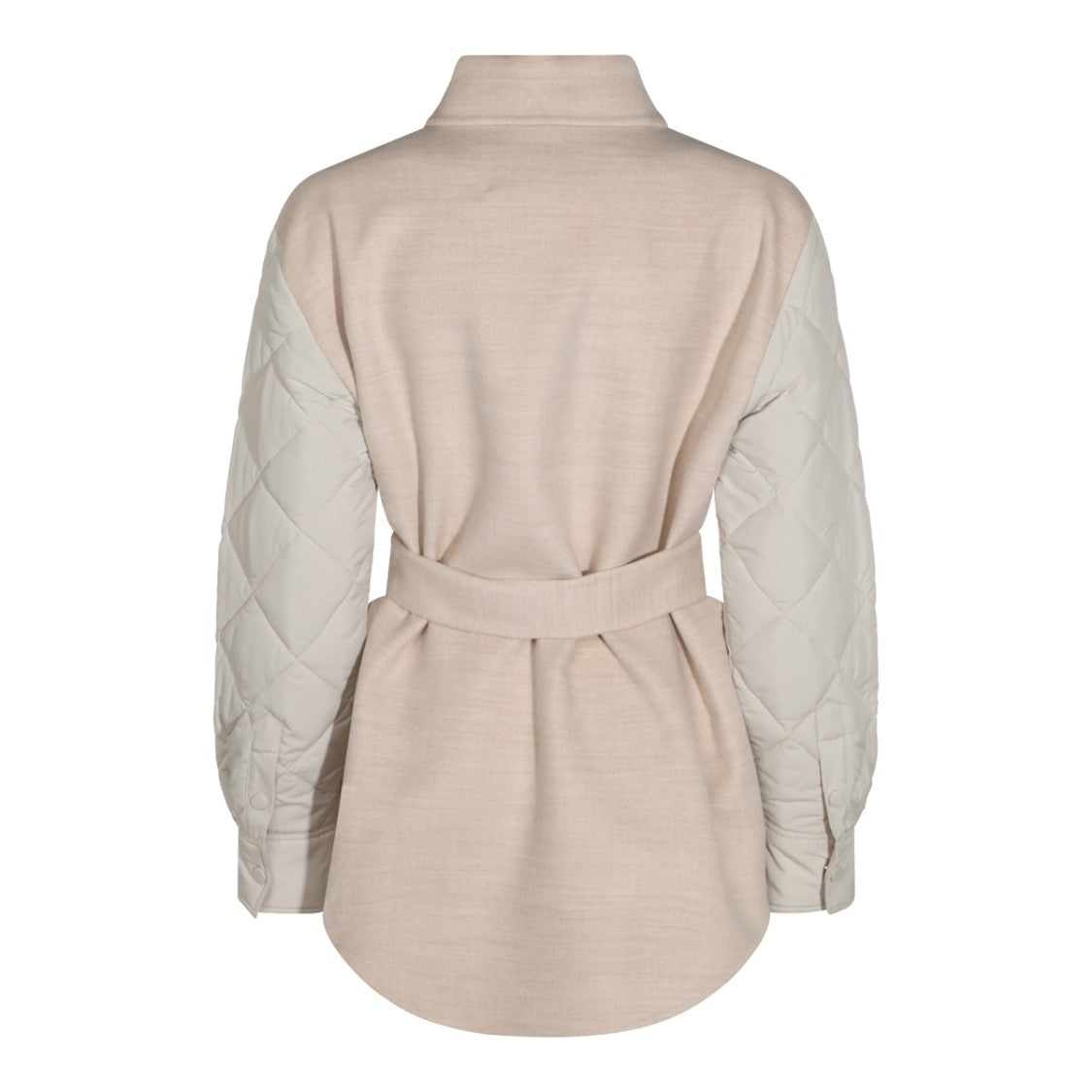 Fabiana Filippi Beige Down Jacket With Quilted Pocket And Belted Waist