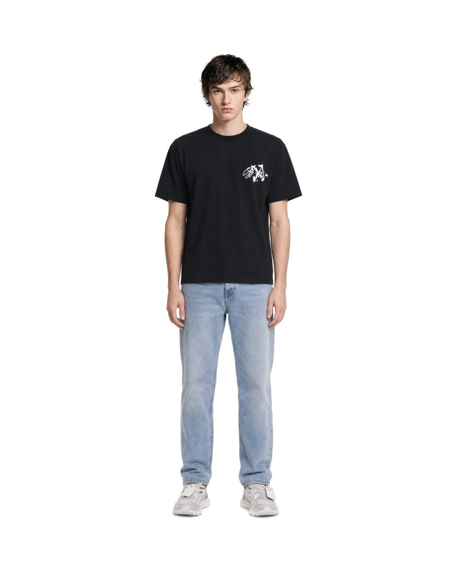 Off-White Black Cotton Arrows Embroidered T-Shirt