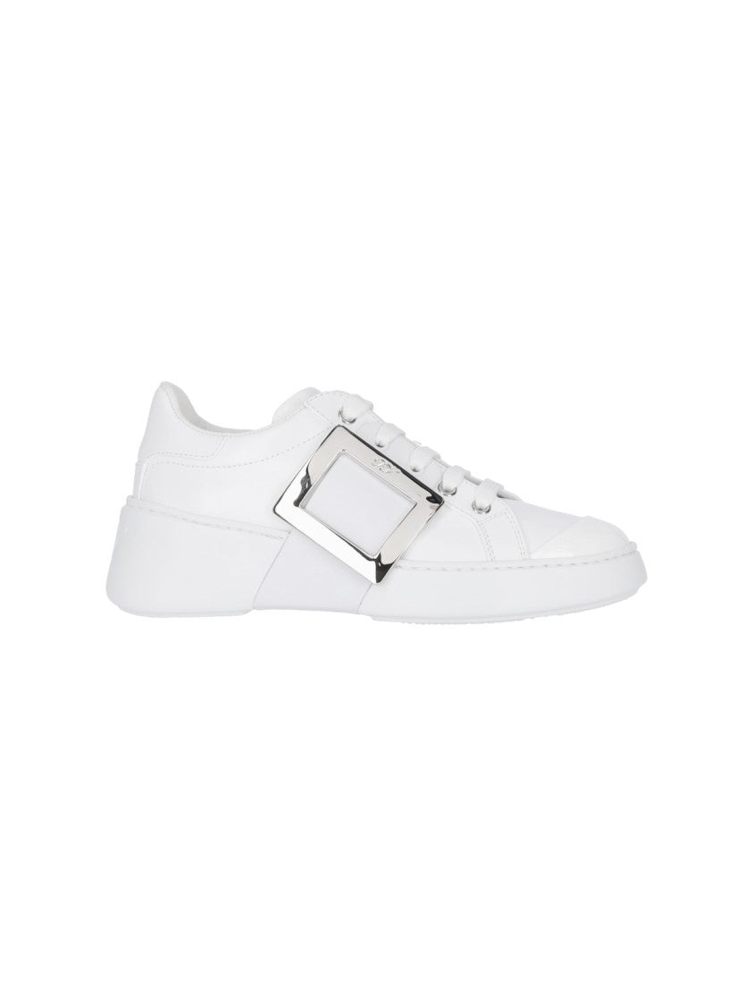 Roger Vivier White Viv' Skate Leather Sneakers
