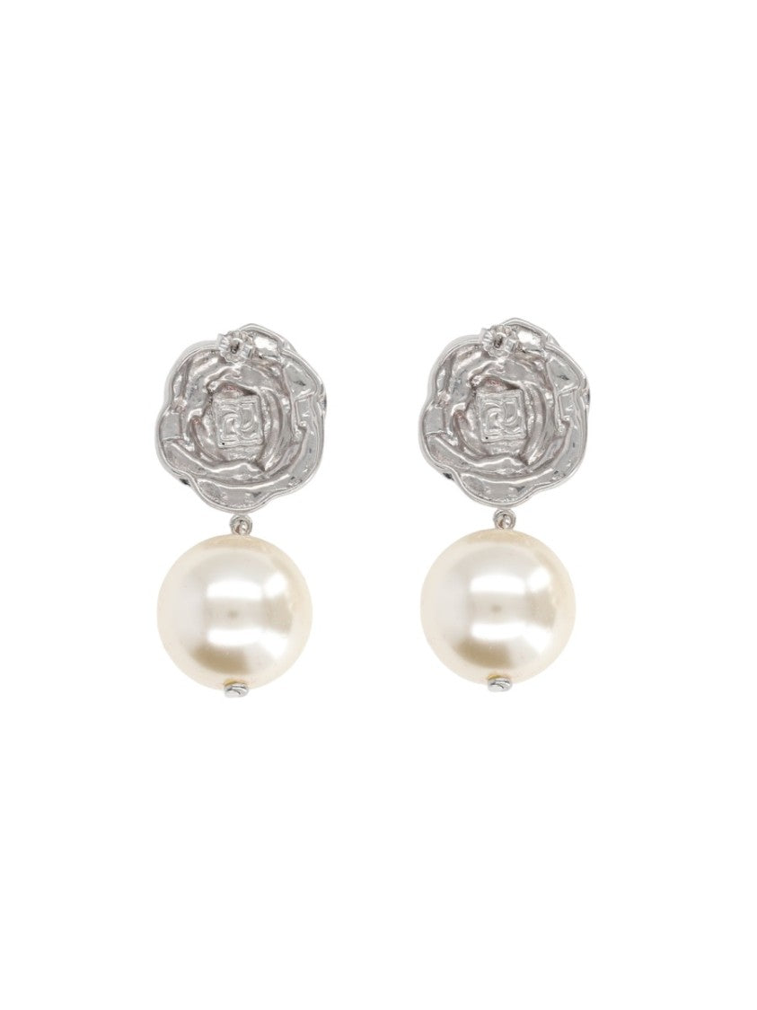 Magda Butrym Gold Rose Top Pearl Drop Earrings