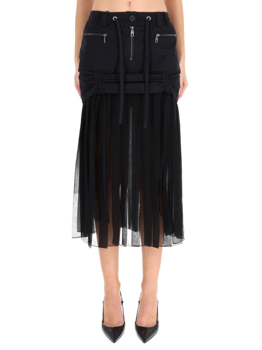 Dolce & Gabbana Black Relaxed Silk Midi Skirt