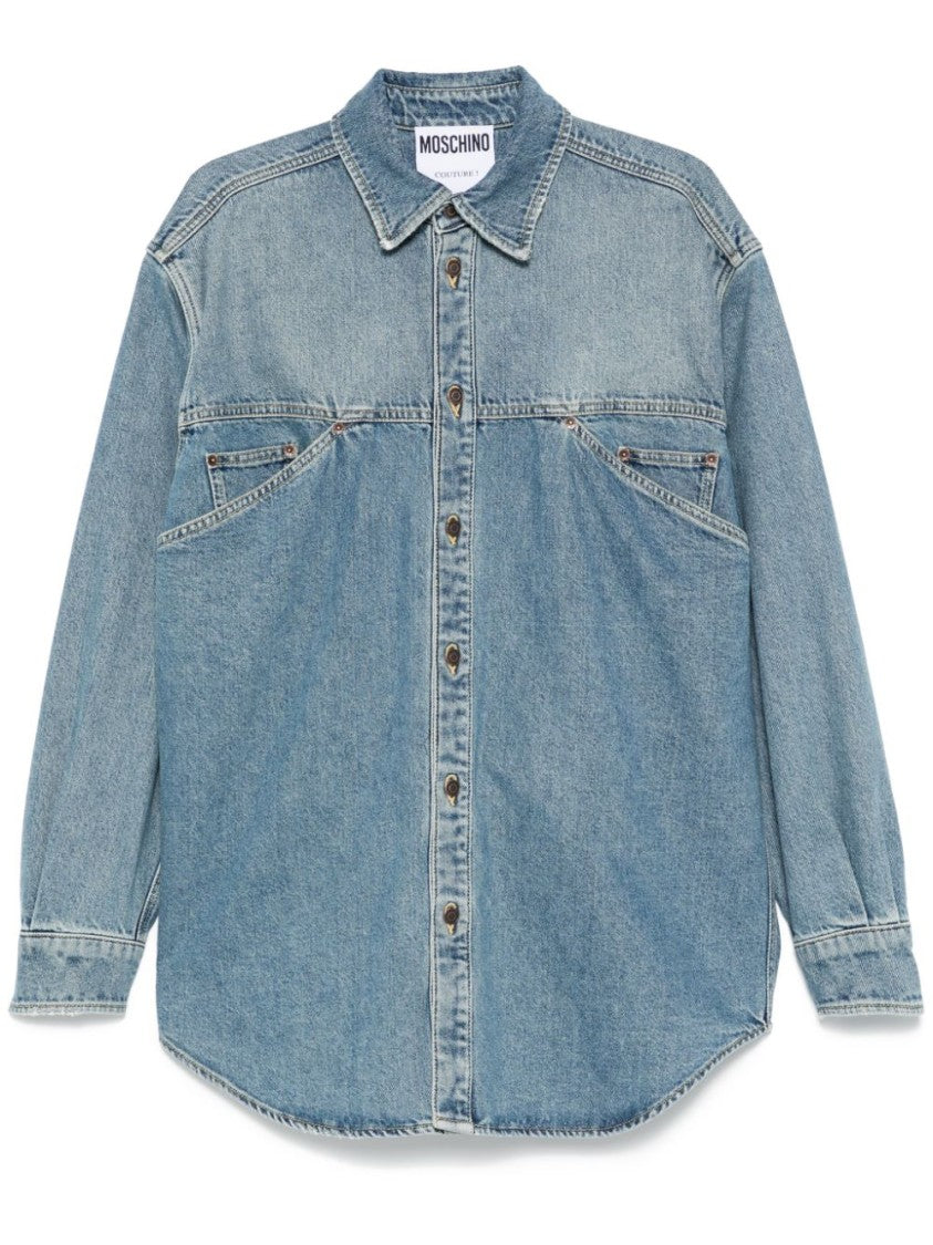 Moschino Light Blue Front Pouch Pocket Shirt