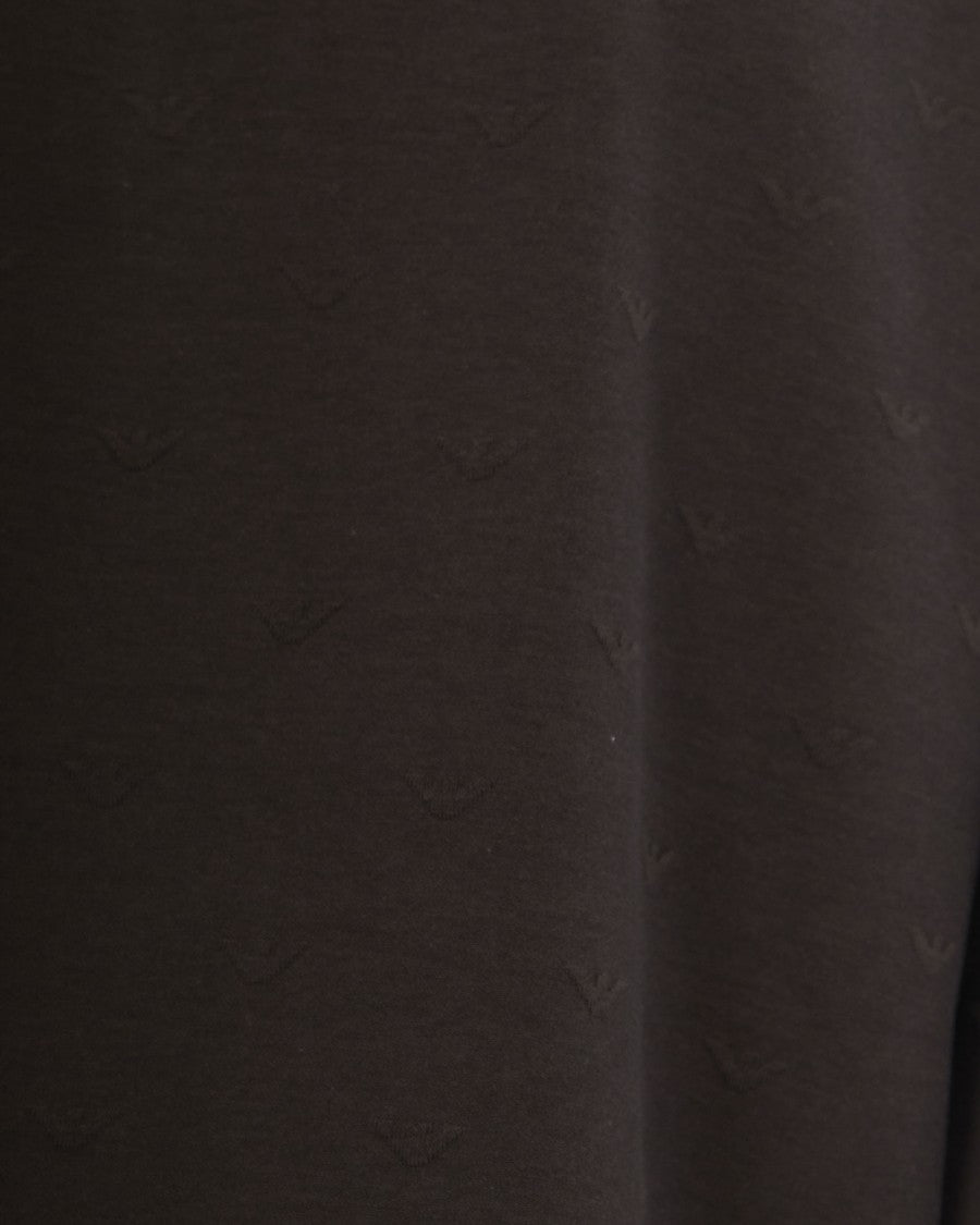 Emporio Armani Jacquard Eagle Logo Hoodie With Adjustable Hood And Zip Closure