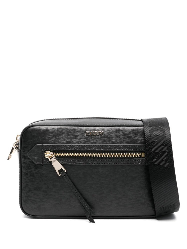 Dkny Multicolour Textured Leather Shoulder Bag With Embossed Branding