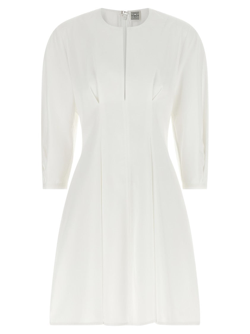 Totême Structured Hourglass Mini Dress With Pleats And Balloon Sleeves